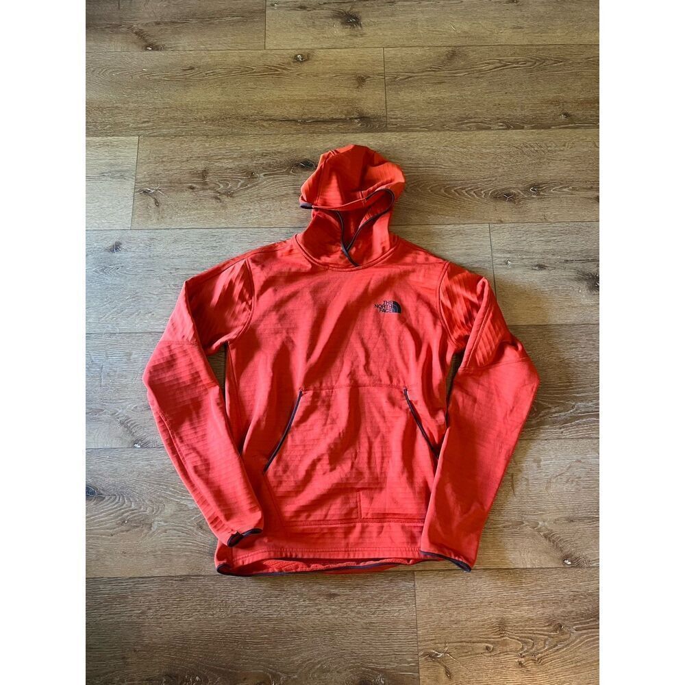 The North Face Mens Orange Pullover Hooded Sweatshirt Size Small